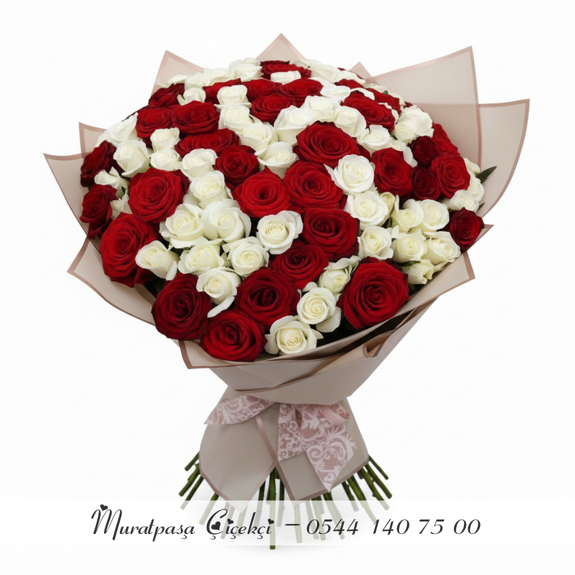 101 Adet İthal Kırmızı Ve Beyaz Gül