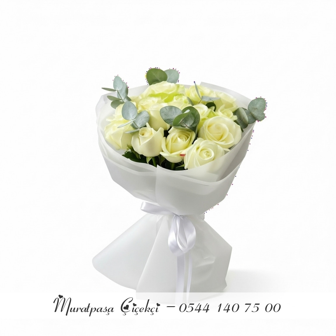 15 Adet Beyaz Gül 60Cm