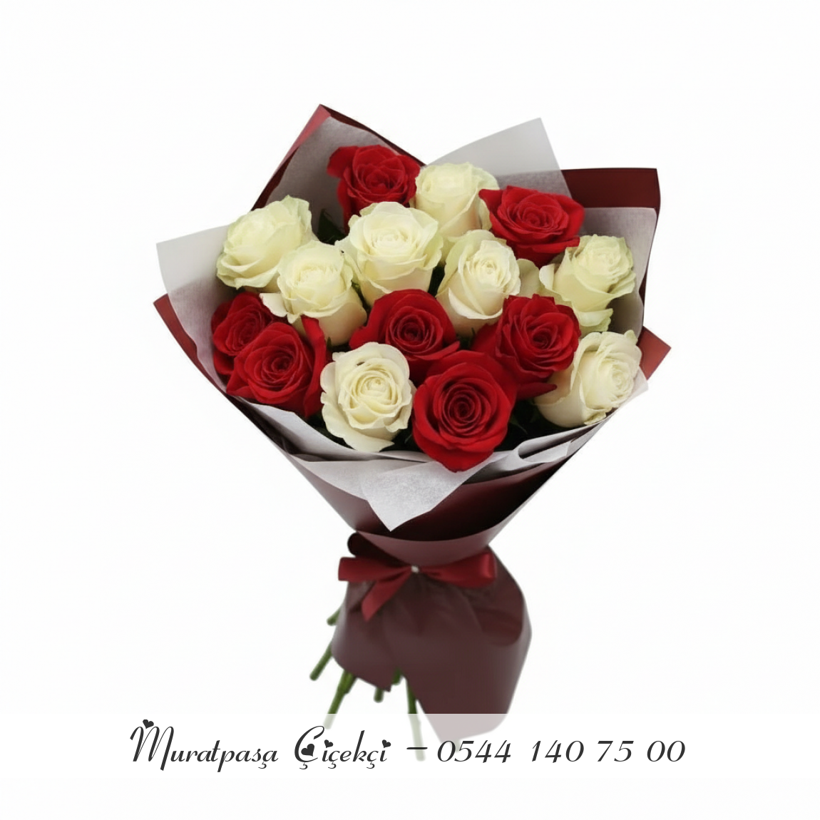 15 Adet İthal Kırmızı Ve Beyaz Gül