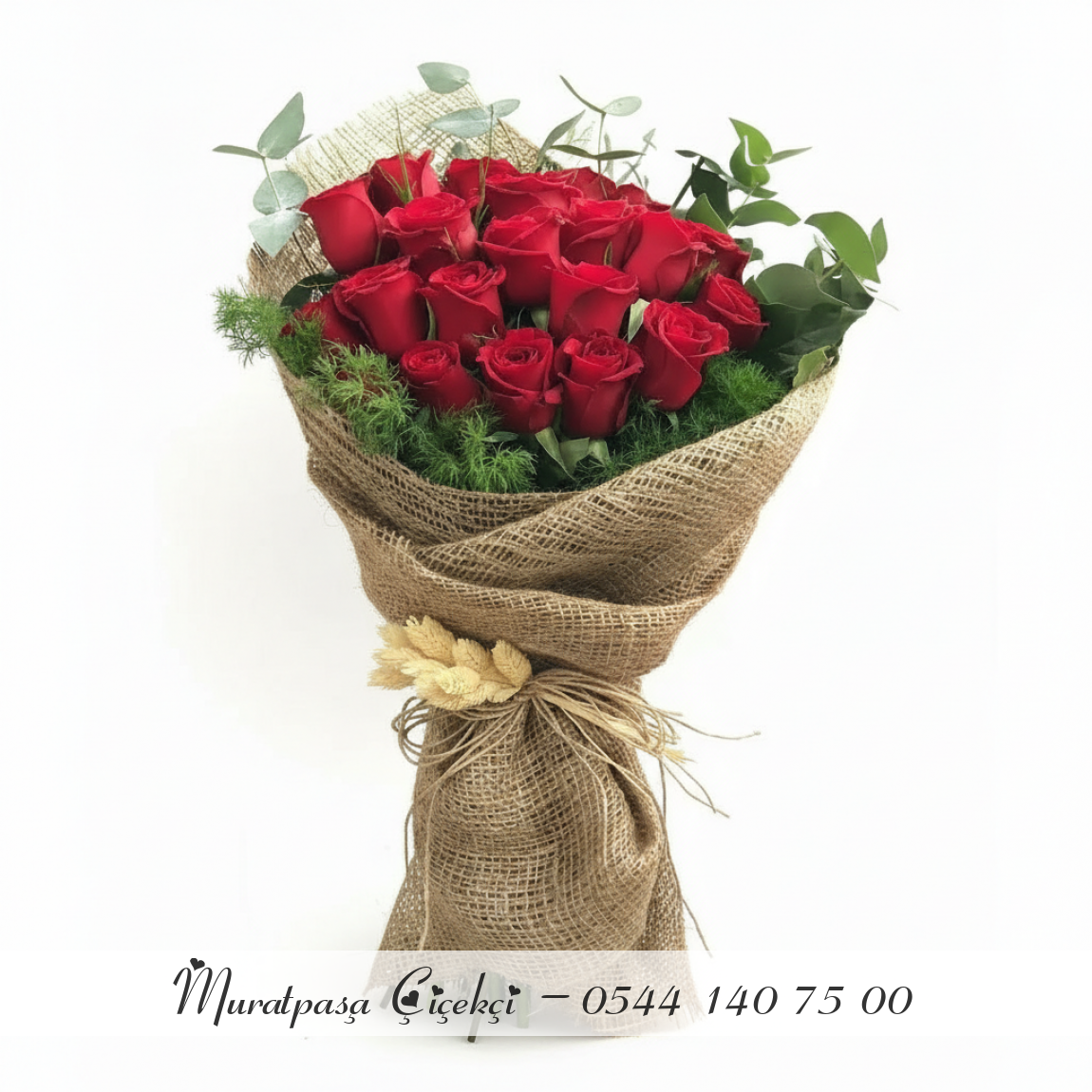 21 Adet İthal Kırmızı Gül