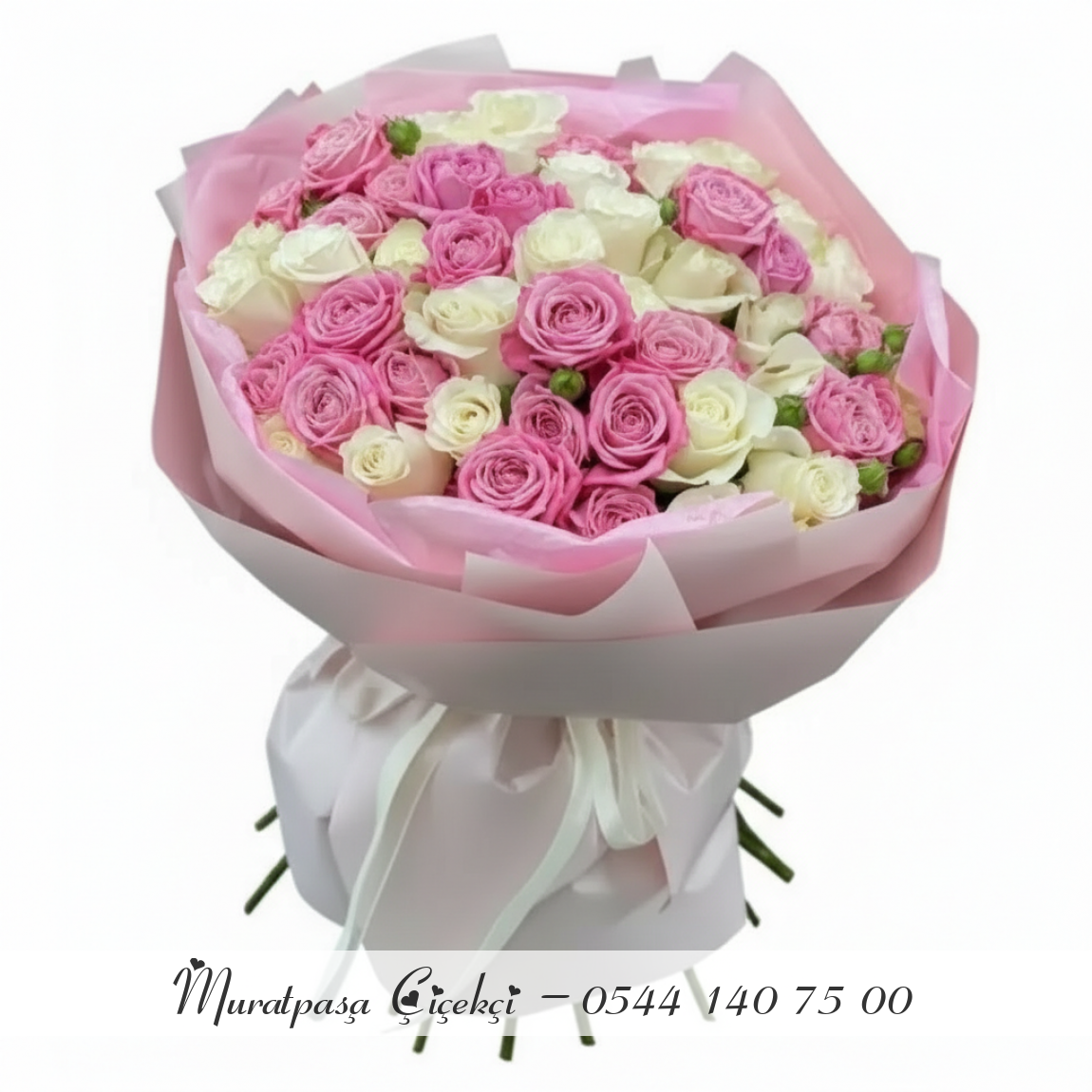 51 Adet İthal Pembe Ve Beyaz Gül