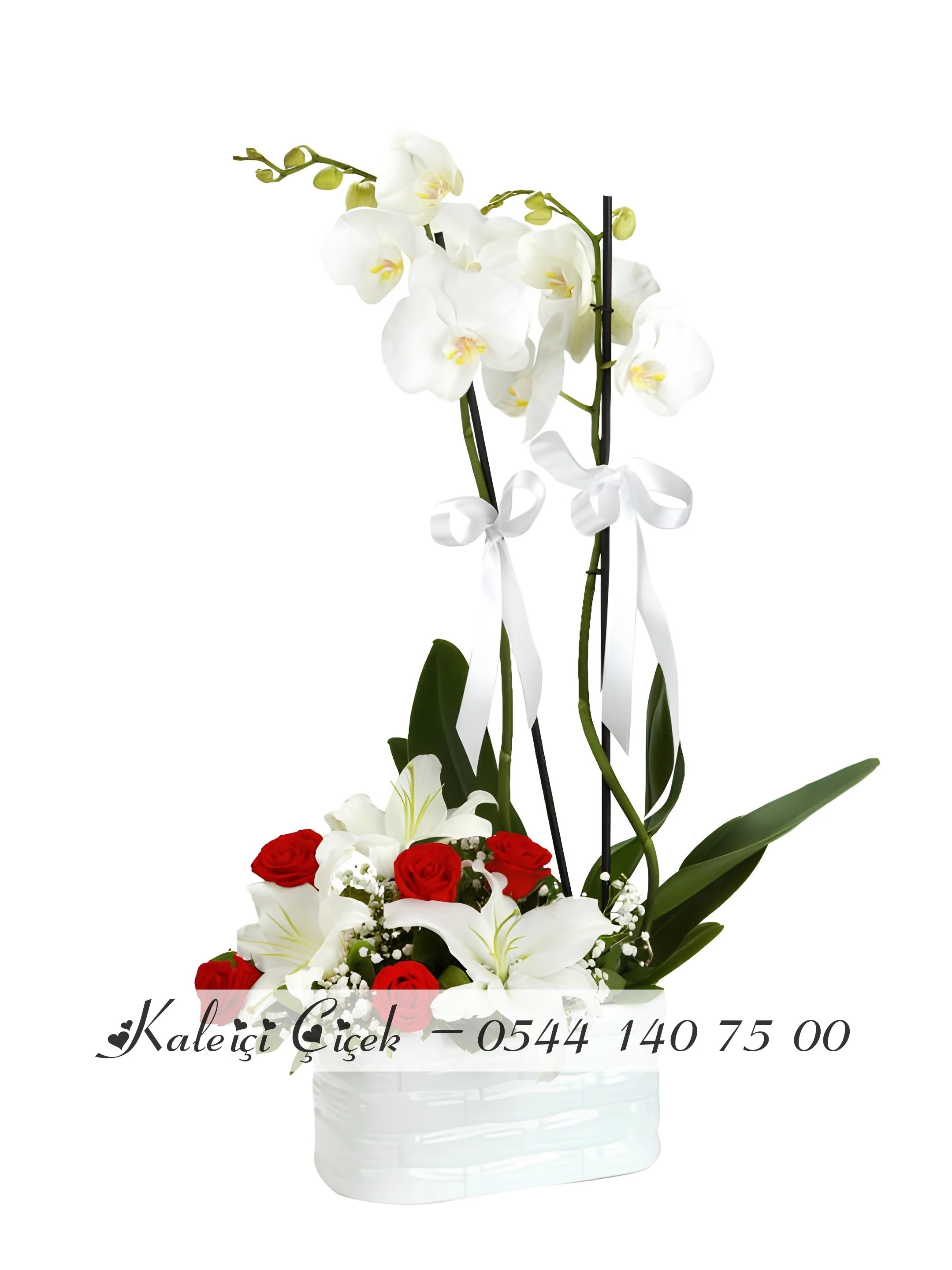 Lilyum Ve Gül Aranjmanlı 1.Sınıf İthal Orkide