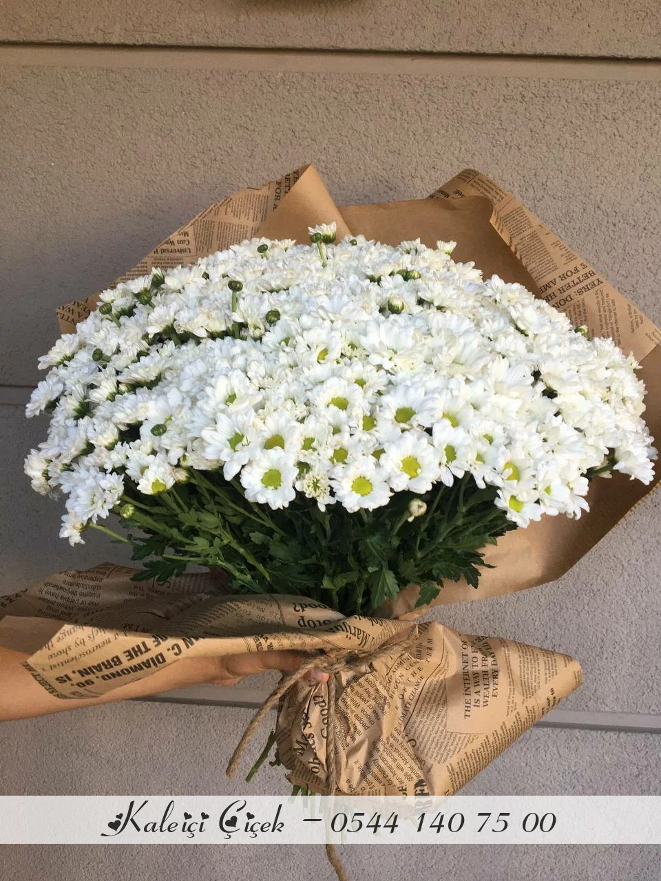 Gazete Kağıdında Büyük İthal Papatya Buketi