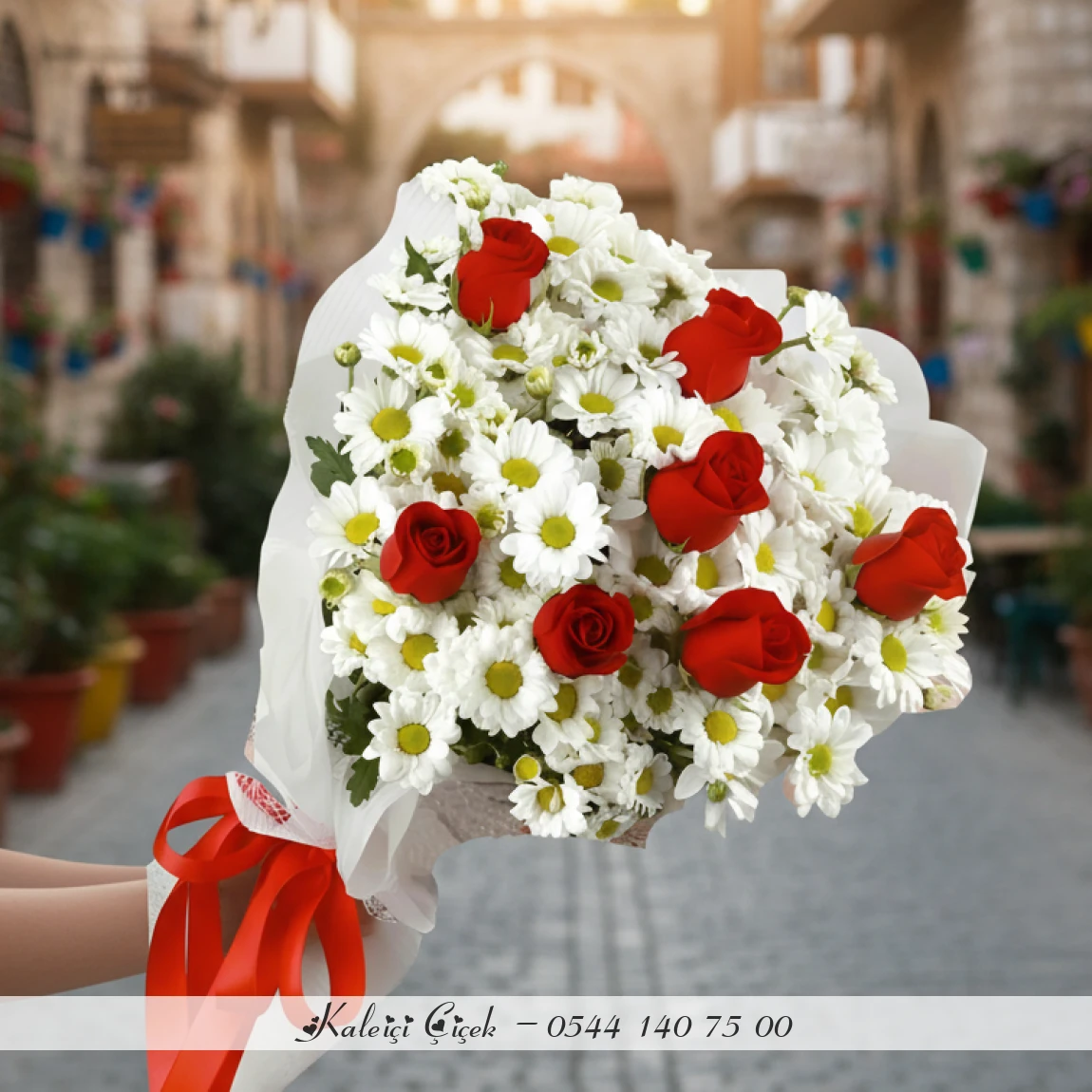 Papatya Ve Gül Buketi