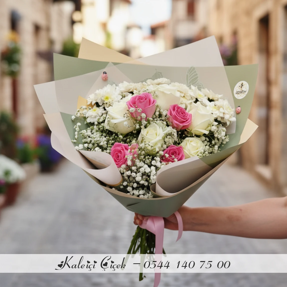 Pembe Beyaz Gül Buketi̇