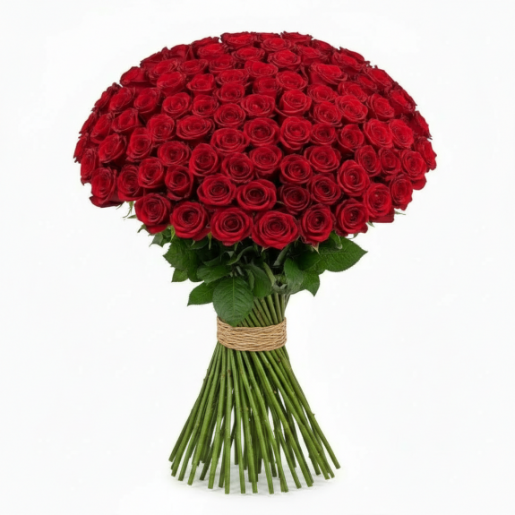 101 Adet İthal Kırmızı Gül 75Cm