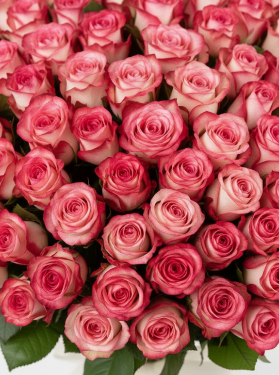 101 Adet İthal Pembe Beyaz Bicolor Gül