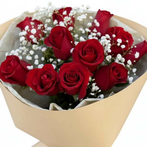 11 Adet İthal Kırmızı Gül