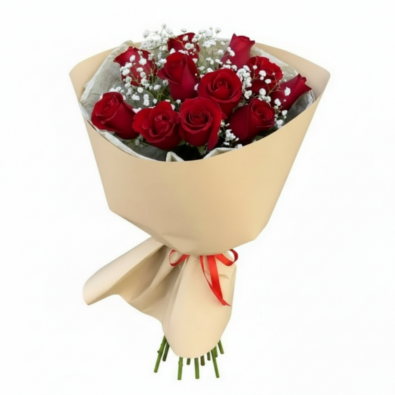 11 Adet İthal Kırmızı Gül