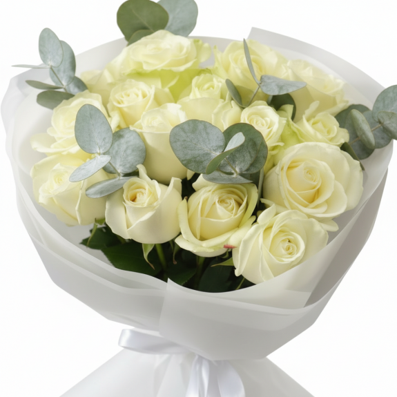 15 Adet Beyaz Gül 60Cm