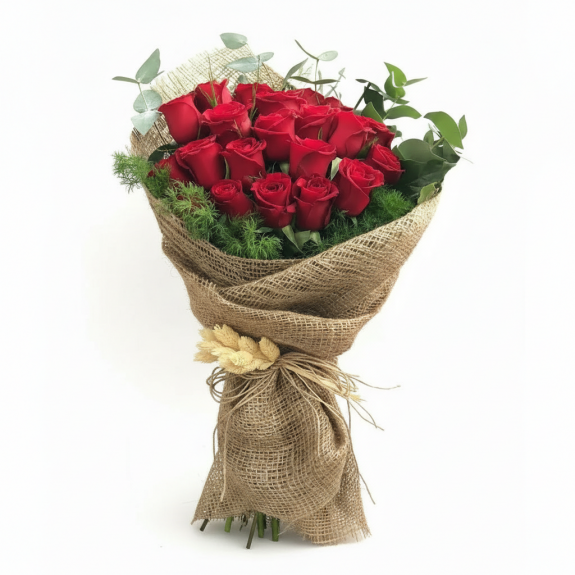 21 Adet İthal Kırmızı Gül