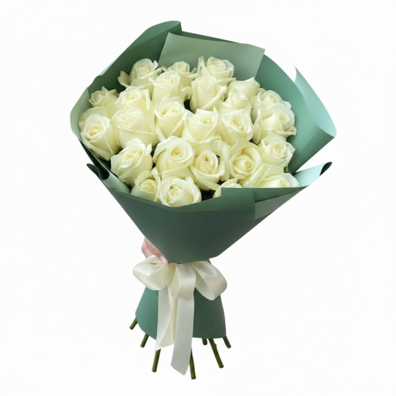 25 Adet İthal Beyaz Gül 60Cm