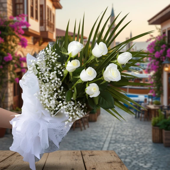 7 Adet Beyaz Gül Buketi
