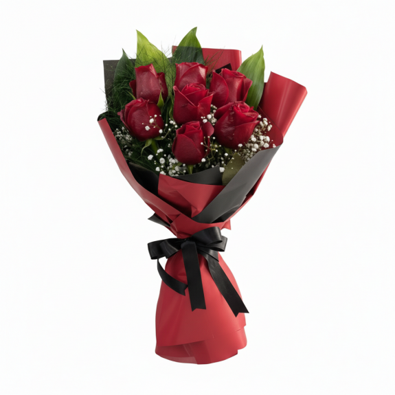 7 Adet İthal Kırmızı Gül