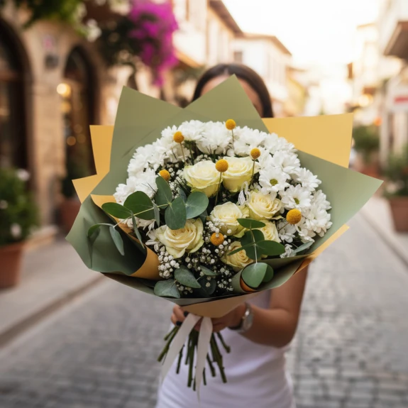 Beyaz Gül Ve Papatyalar