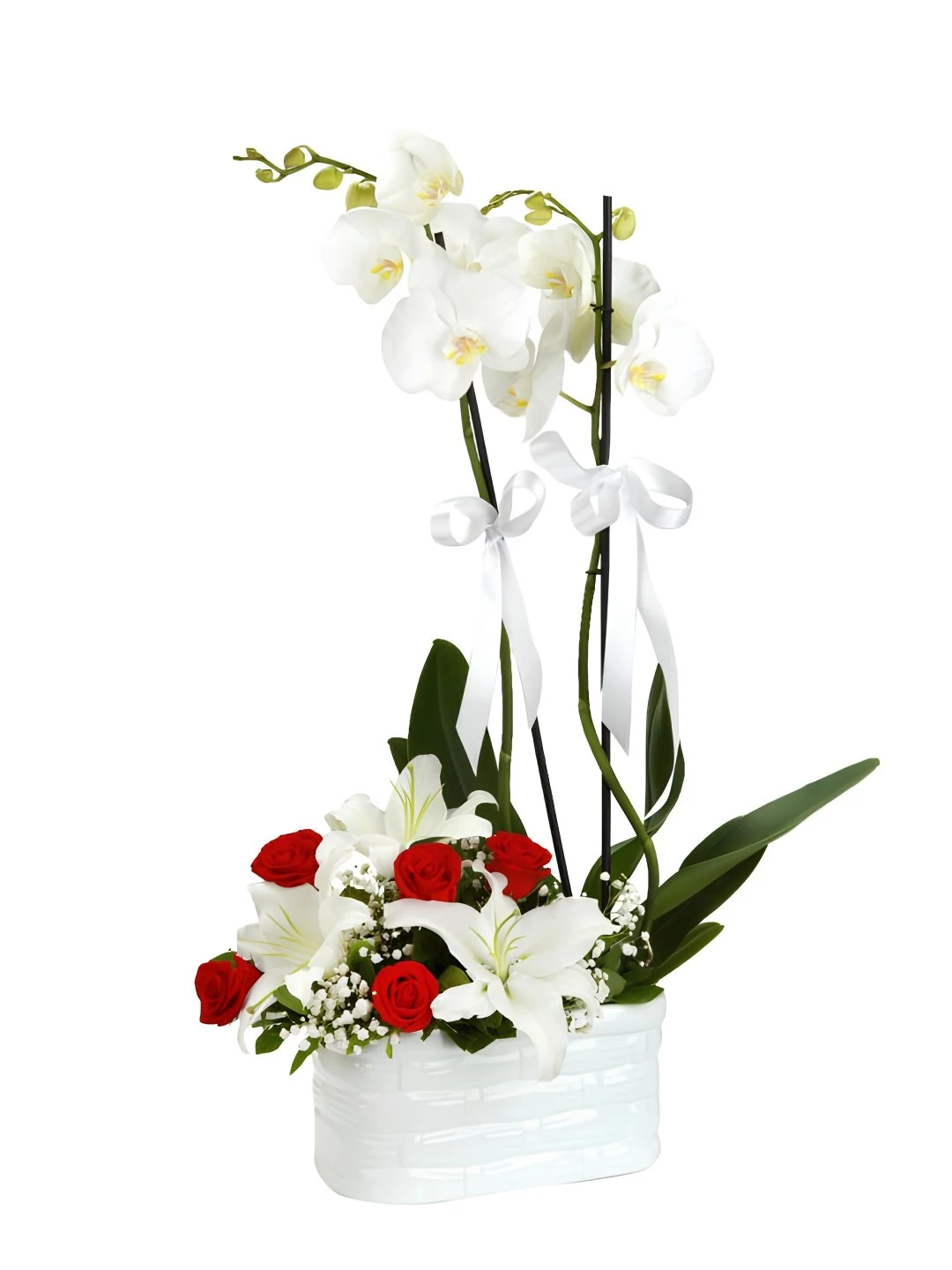 Lilyum Ve Gül Aranjmanlı 1.Sınıf İthal Orkide