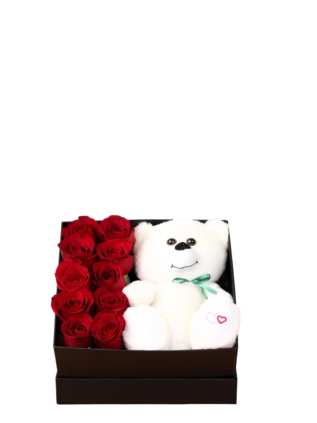 Kutuda Ayıcık Ve Yapay Güller Ebat 15Cmx12Cm