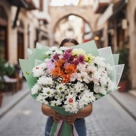 Renkli̇ Papatya Ve Kri̇zantemler(Büyük)