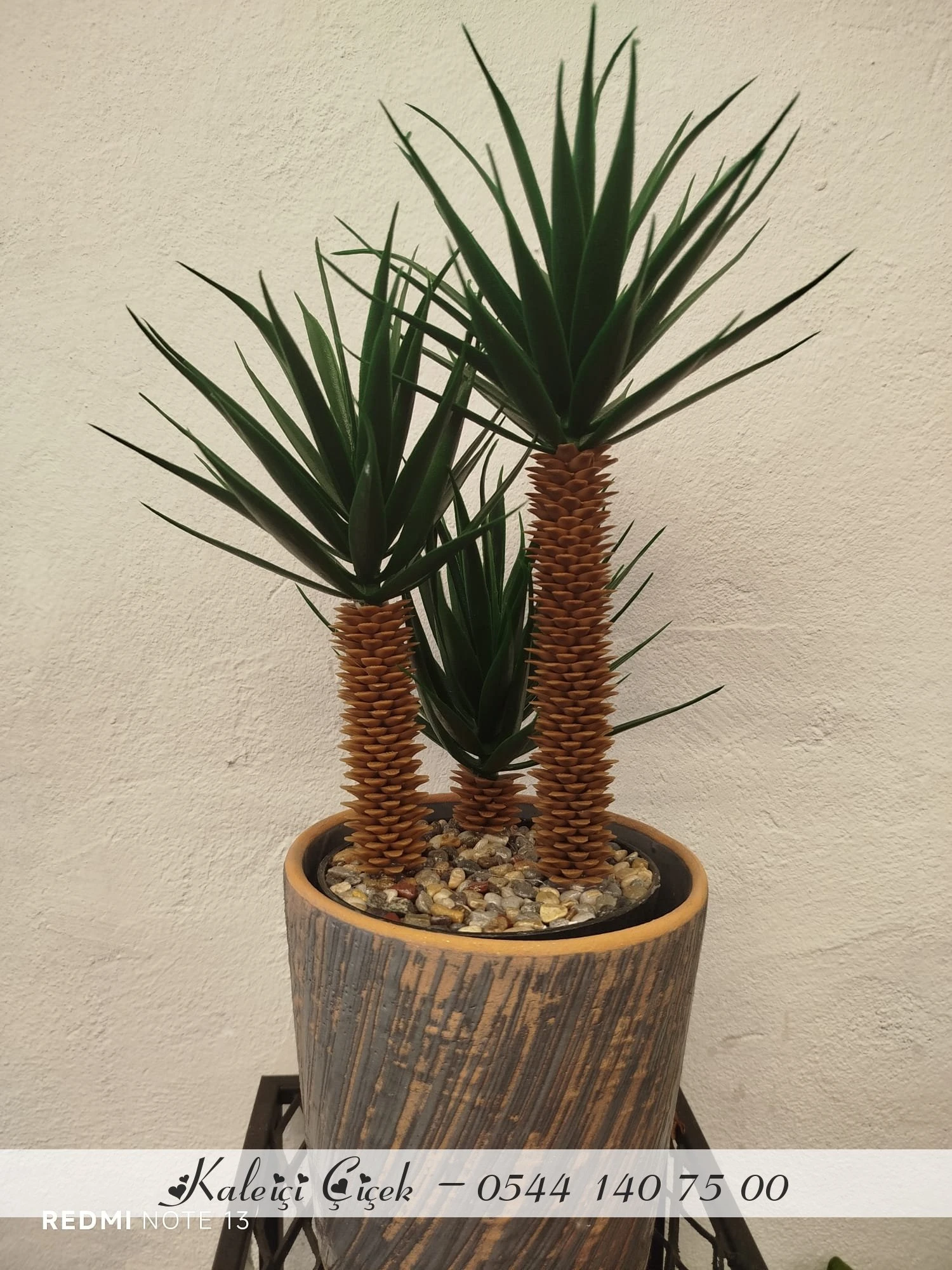 Yapay Mi̇ni̇ Yukka Ağaci Serami̇k Saksili